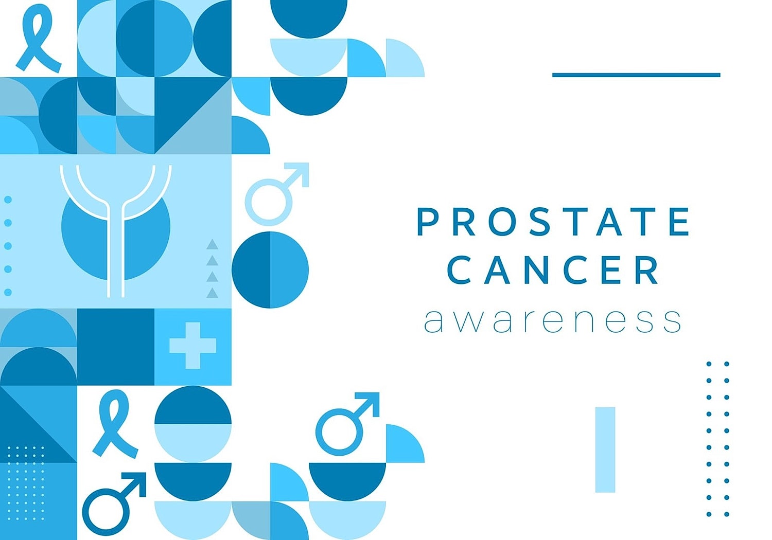 Prostate cancer awareness graphic in blue tones.